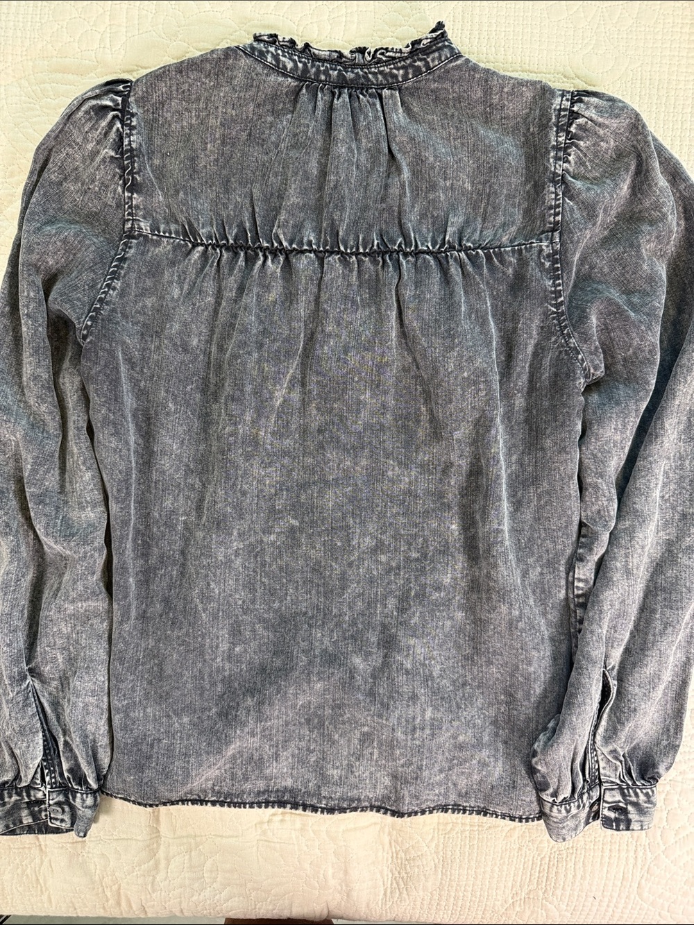 Boho Rails Charcoal washed denim Ruffled Blouse - Picture 12 of 12